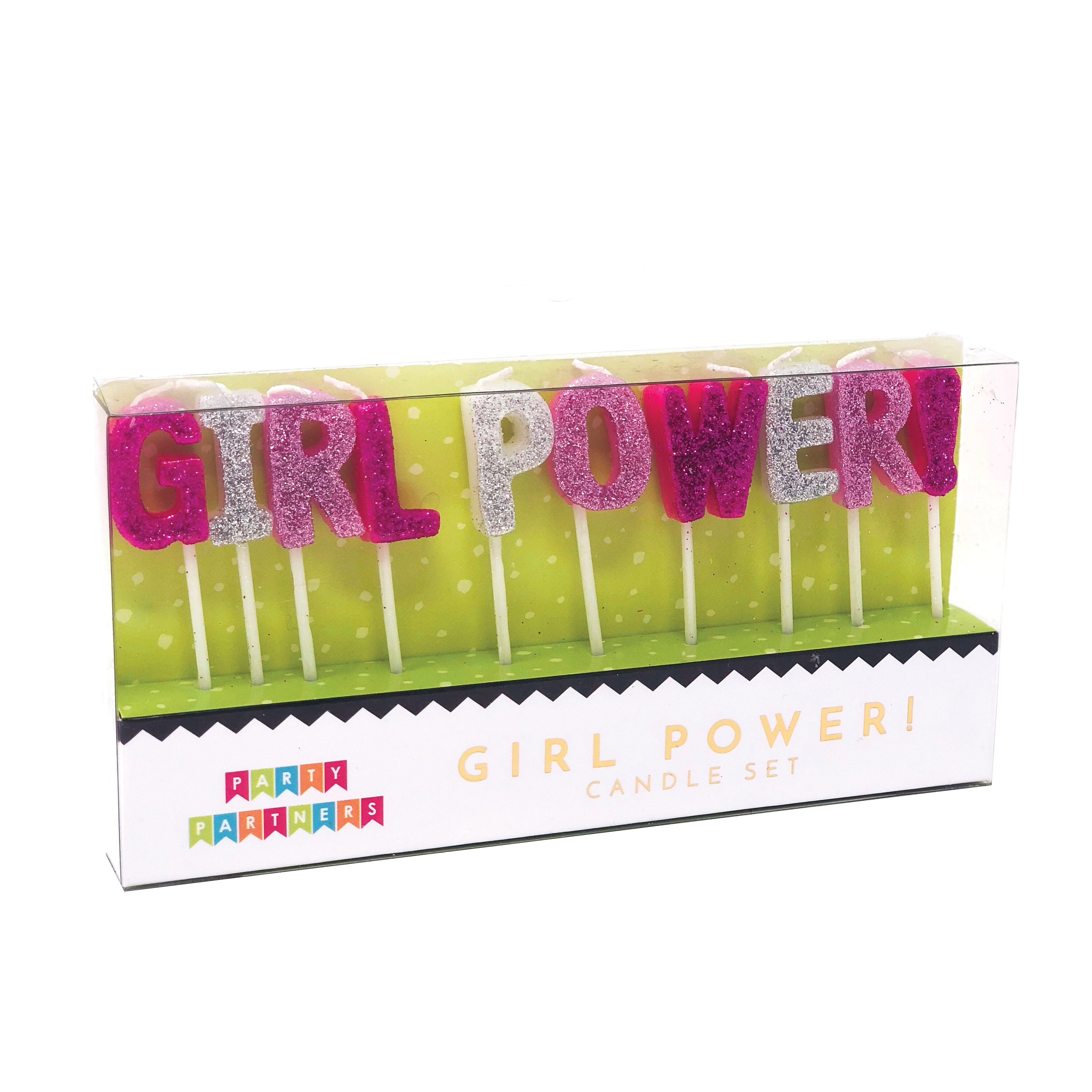 Girl Power Letter Glitter Candle Set Party Partners - Cardmore